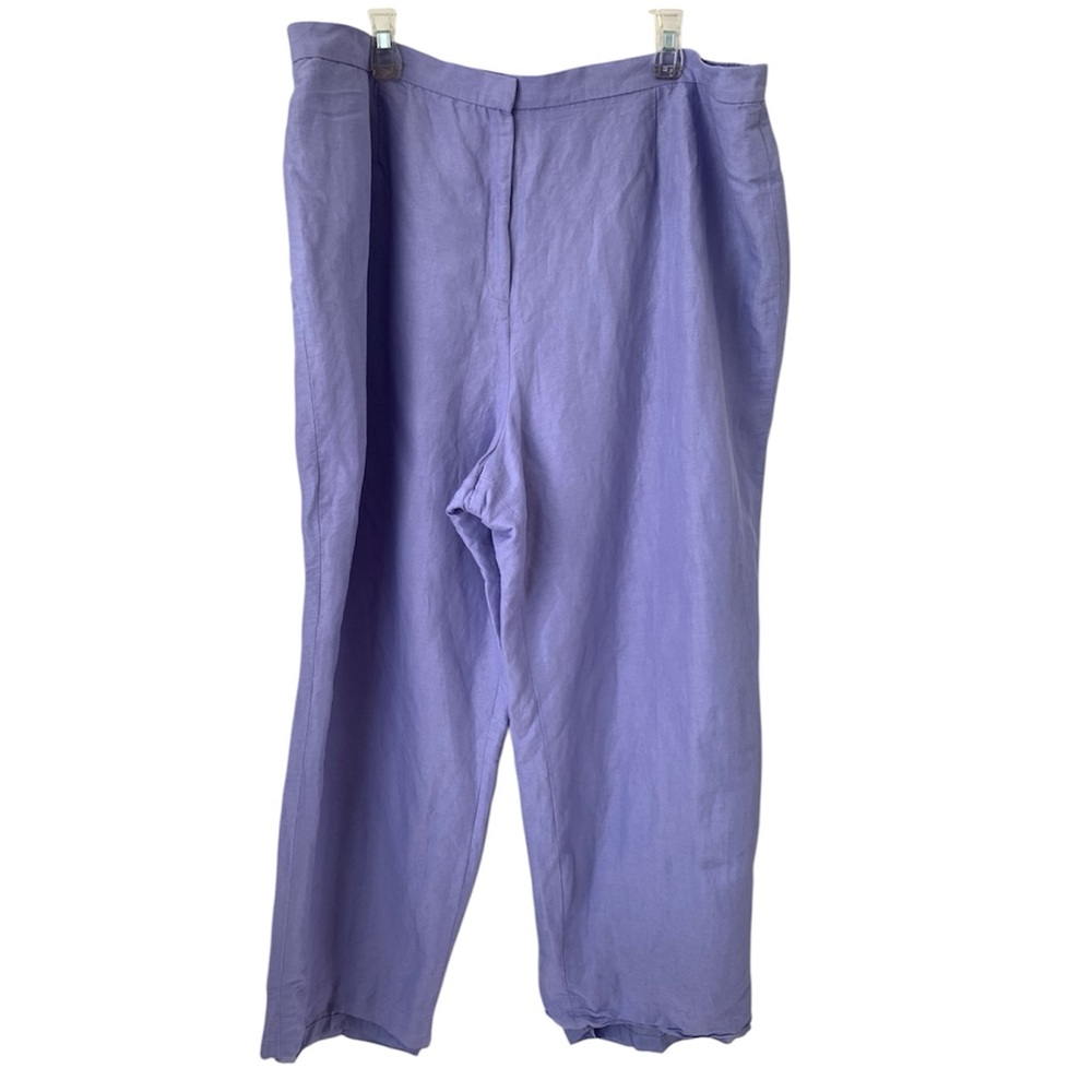Casual Corner Dress Pants‎ Womens Sz 3X Plus Purple Linen Beachy Summer Resort